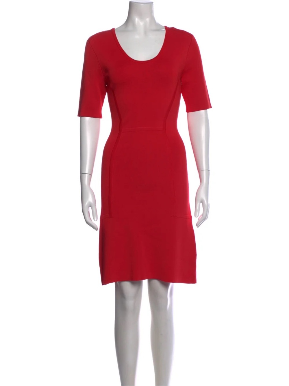 Yigal Azrouël Crew Neck Knee Length Dress in Red Size Small
